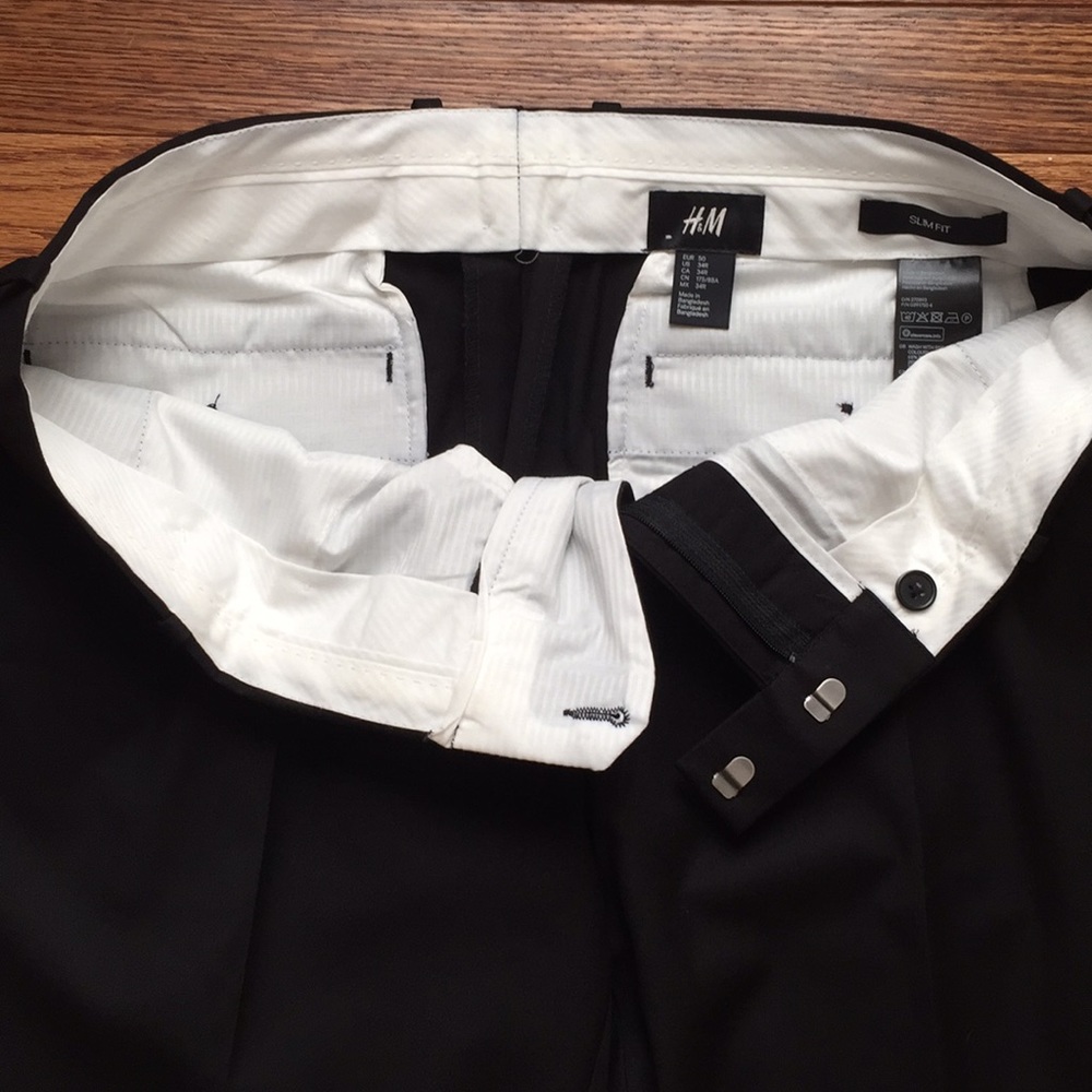Mens H&M Black Suit Pants Size 34R - Picture 3 of 3